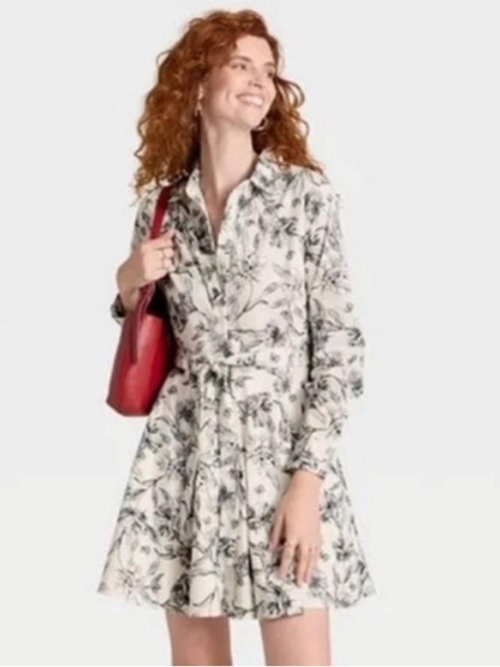 NWT—A New Day Women's Button-Down Shirtdress ~ Off White Floral